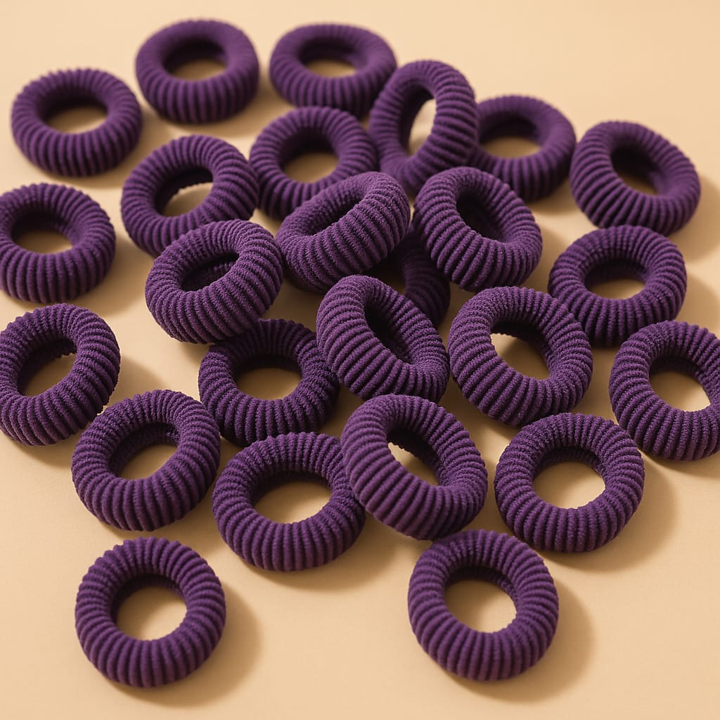 Shiva Collection 50 pc Premium Soft Purple Hair Donut Bands – Extra Stretch, No Damage & All-Day Comfort