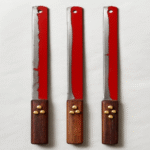 Premium Wooden Handle Red Blade Decorative Knife Set – 3-Piece Vintage Craft Collection