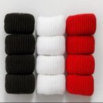 Premium Ribbed Hair Rubbers – Pack of 12 (Black, White & Red) | Soft & Strong Grip  By Shiva Collection