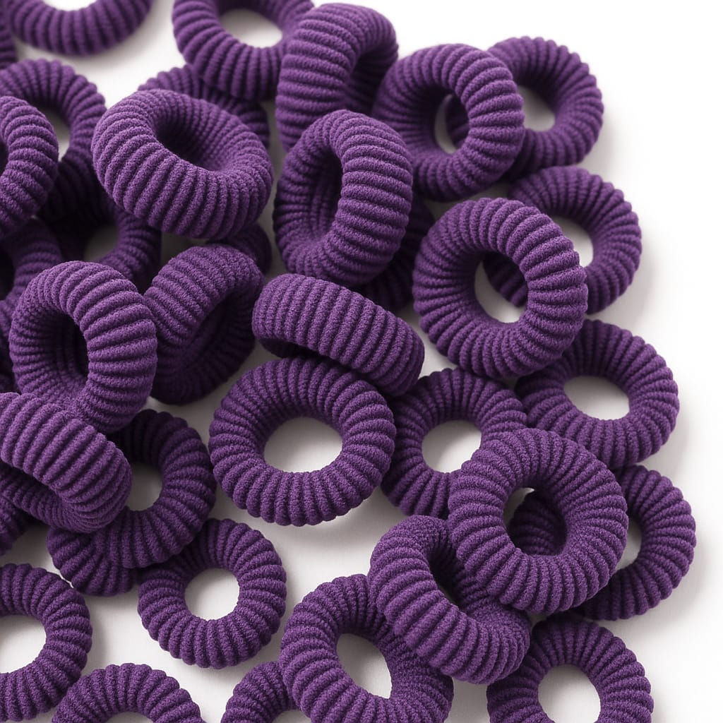 Shiva Collection 50 pc Premium Soft Purple Hair Donut Bands – Extra Stretch, No Damage & All-Day Comfort
